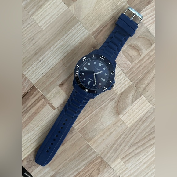 Auriol Men’s Watch Blue Case and Rubber Strap Stainless Luminous Hands - Picture 4 of 10